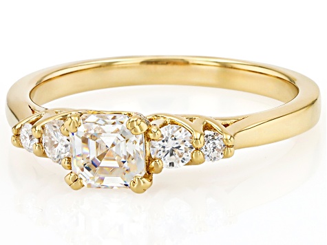 Strontium Titanate With Moissanite 18k Yellow Gold Over