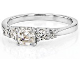 Strontium Titanate With Moissanite Fire® Rhodium Over Sterling Silver Ring 0.91ctw