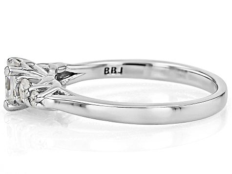 Strontium Titanate With Moissanite Fire® Rhodium Over Sterling Silver Ring 0.91ctw