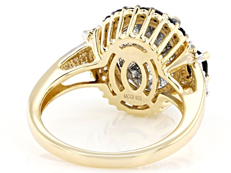 Tourmalinated Quartz, Black Spinel, White Zircon 18k Yellow