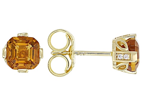 Madeira Citrine With White Zircon 18k Yellow Gold Over Sterling Silver Earrings 1.92ctw
