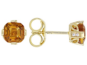 Madeira Citrine With White Zircon 18k Yellow Gold Over Sterling Silver Earrings 1.92ctw