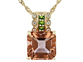 Color Change Zandrite(R) with Chrome & White Zircon 18k Gold Over Silver Pendant With Chain 7.46ctw