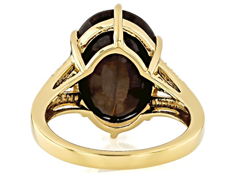 Golden Sapphire, Chrome Diopside And White Zircon 18k Yellow Gold Over Sterling Silver Ring 12.90ctw