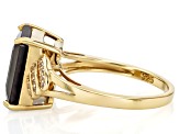 Golden Sheen Sapphire With White Zircon 18k Yellow Gold Over Sterling Silver Ring 8.02ctw