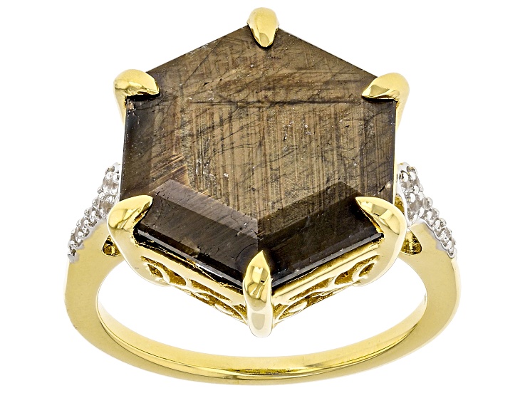 Golden Sheen Sapphire 18k Yellow Over Sterling Silver Ring