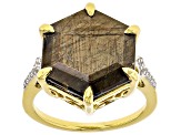 Golden Sheen Sapphire 18k Yellow Over Sterling Silver Ring 14.23ctw