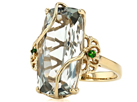 Green Prasiolite 18k Yellow Gold Over Sterling Silver Ring 9.57ctw