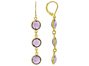 Purple Amethyst 18k Yellow Gold Over Sterling Silver Dangle Earrings 9.00ctw