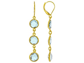 Sky Blue Topaz 18k Yellow Gold Over Sterling Silver Dangle Earrings 14.00ctw
