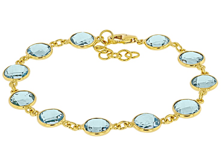 Sky Blue Topaz 18k Yellow Gold Over Sterling Silver Bracelet 25.00ctw