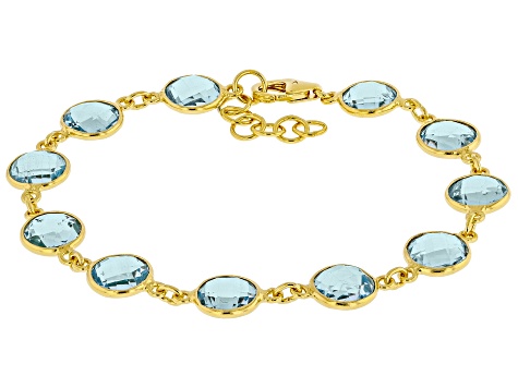 Sky Blue Topaz 18k Yellow Gold Over Sterling Silver Bracelet 25.00ctw