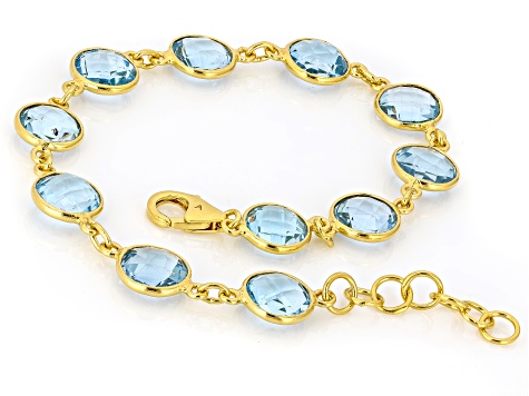 Sky Blue Topaz 18k Yellow Gold Over Sterling Silver Bracelet 25.00ctw