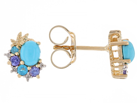 Sleeping Beauty Turquoise 18k Yellow Gold Over Silver Earrings 0.26ctw