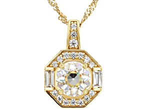 Old European Cut Strontium Titanate 18k Yellow Gold Over Sterling Silver Pendant/Chain 3.10ctw