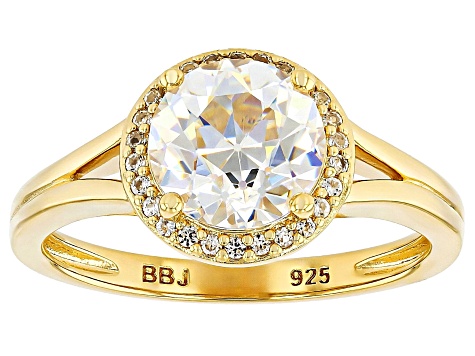 Old European Cut Strontium Titanate 18k Yellow Gold Over Sterling Silver Ring 2.75ctw