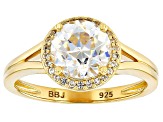 Old European Cut Strontium Titanate 18k Yellow Gold Over Sterling Silver Ring 2.75ctw