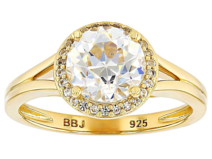 Old European Cut Strontium Titanate 18k Yellow Gold Over Sterling Silver Ring 2.75ctw