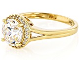 Old European Cut Strontium Titanate 18k Yellow Gold Over Sterling Silver Ring 2.75ctw
