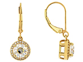 Old European Cut Strontium Titanate 18k Yellow Gold Over Sterling Silver Earrings 3.23ctw