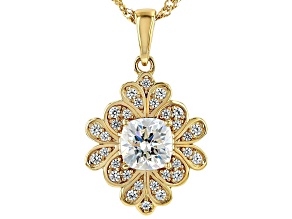 Snowflake Cut Strontium Titanate 18k Yellow Gold Over Silver Pendant With Chain 3.92ctw