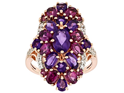 Amethyst 18k Rose Gold Over Silver Ring 4.13ctw