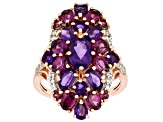 Amethyst 18k Rose Gold Over Silver Ring 4.13ctw