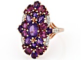 Amethyst 18k Rose Gold Over Silver Ring 4.13ctw