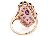 Amethyst 18k Rose Gold Over Silver Ring 4.13ctw