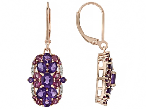 Purple Amethyst 18k Rose Gold Over Sterling Silver Earrings 3.88ctw