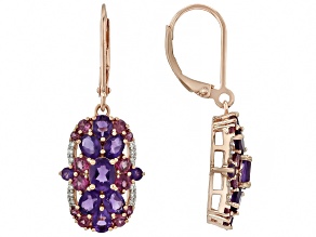 Purple Amethyst 18k Rose Gold Over Sterling Silver Earrings 3.88ctw