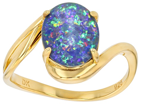 Australian Triplet Opal 18k Yellow Gold Over Sterling Silver Ring