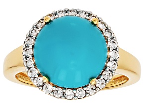 Sleeping Beauty Turquoise 18k Yellow Gold Over Silver Ring 0.43ctw
