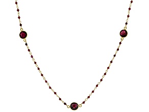 Rondelle Red Garnet 18k Yellow Gold Over Sterling Silver Necklace