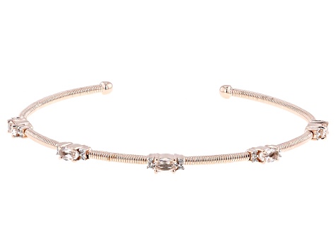 Morganite 18k Rose Gold Over Sterling Silver Cuff Bracelet 1.06ctw