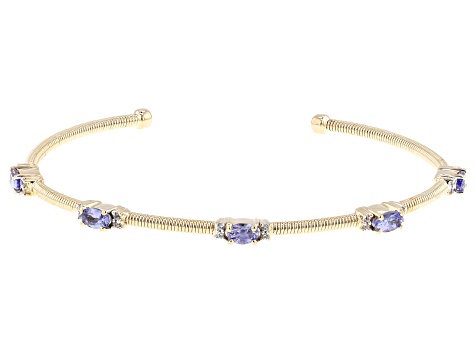 Tanzanite 18k Yellow Gold Over Sterling Silver Cuff Bracelet 1.10ctw