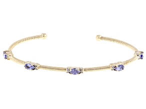 Tanzanite 18k Yellow Gold Over Sterling Silver Cuff Bracelet 1.10ctw
