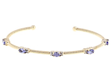 Picture of Tanzanite 18k Yellow Gold Over Sterling Silver Cuff Bracelet 1.10ctw
