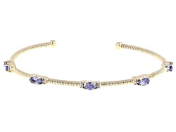 Multi-Color Gemstone Silver Bangle Bracelet – 7.5 Inch – Tanzanite, Citrine, Tourmaline