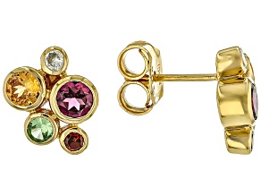Multi-Gem 18k Yellow Gold Over Silver Ring 1.92ctw