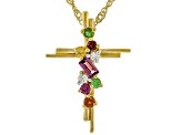 Multi-Gem 18k Yellow Gold Over Silver Pendant With Chain 0.54ctw