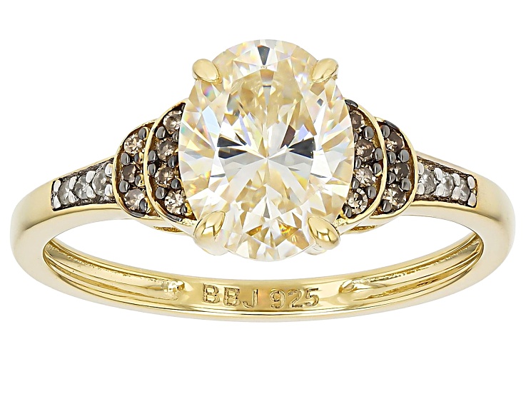 Strontium Titanate With Champagne & White Diamond 18k Yellow Gold Over Sterling Silver Ring 2.65ctw