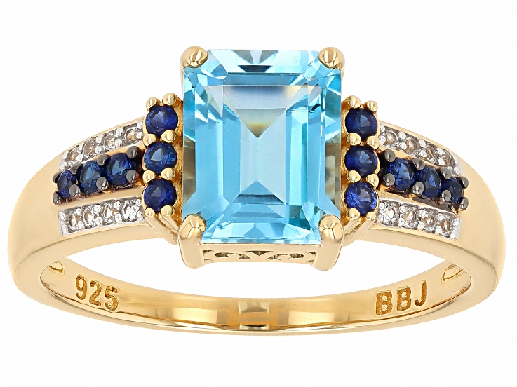 Glacier Topaz™ With Blue & White Lab Created Sapphire 18k Yellow