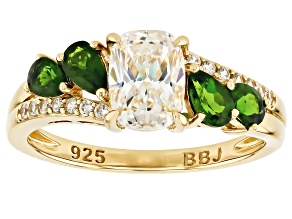 Strontium Titanate With Chrome Diopside and White Zircon 18k Yellow Gold Over Silver Ring 2.89ctw