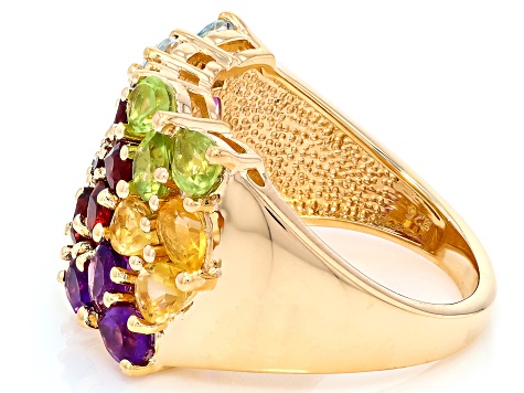 Multi-Gem 18k Yellow Gold Over Sterling Silver Ring 2.97ctw
