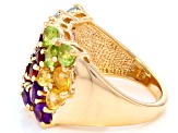 Multi-Gem 18k Yellow Gold Over Sterling Silver Ring 2.97ctw