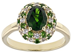 Chrome Diopside 18k Yellow Gold Over Sterling Silver Halo Ring 1.85ctw