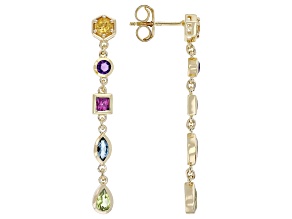 Multi Gemstone 18k Yellow Gold Over Sterling Silver Earrings 1.55ctw