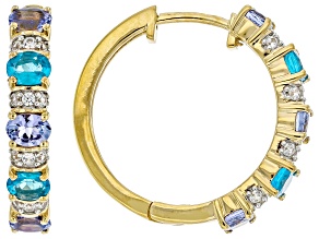 Tanzanite With Neon Apatite With White Zircon 18k Yellow Gold Over Sterling Silver Earrings 1.86ctw