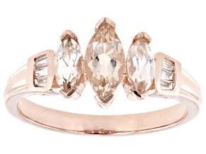 Peach Morganite With White Zircon 18k RoseGold Over Sterling Silver Ring 0.90ctw